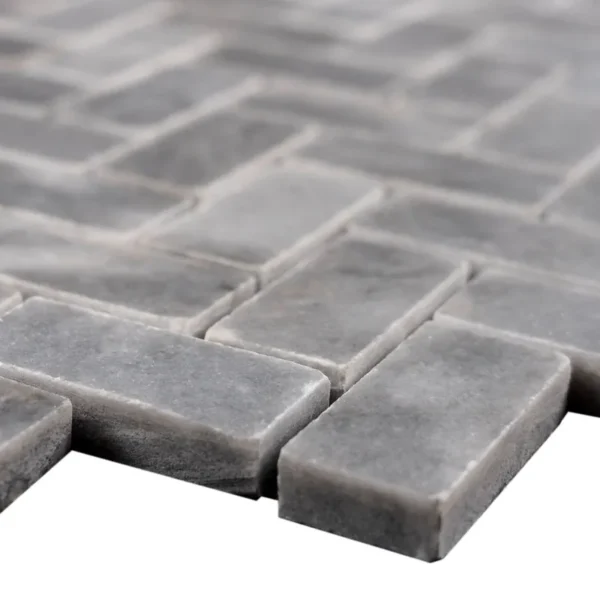 1×2 Polished Finish Bardiglio Herringbone Marble Mosaic