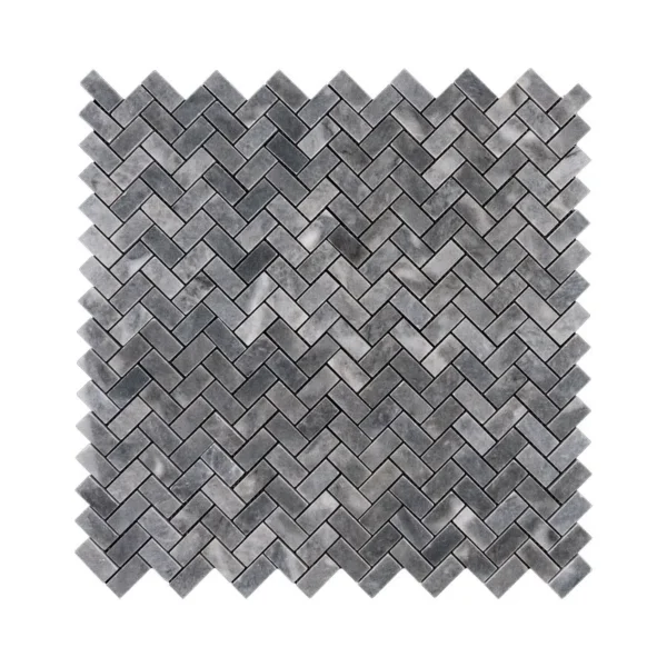 1×2 Polished Finish Bardiglio Herringbone Marble Mosaic