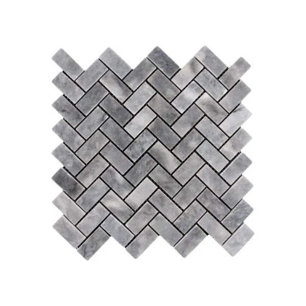 1×2 Polished Finish Bardiglio Herringbone Marble Mosaic