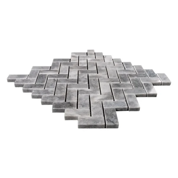 1×2 Polished Finish Bardiglio Herringbone Marble Mosaic