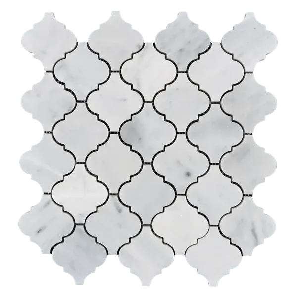 Arabesque Carrara Marble Mosaic Tile – Honed | Wall & Backsplash Use - Image 3