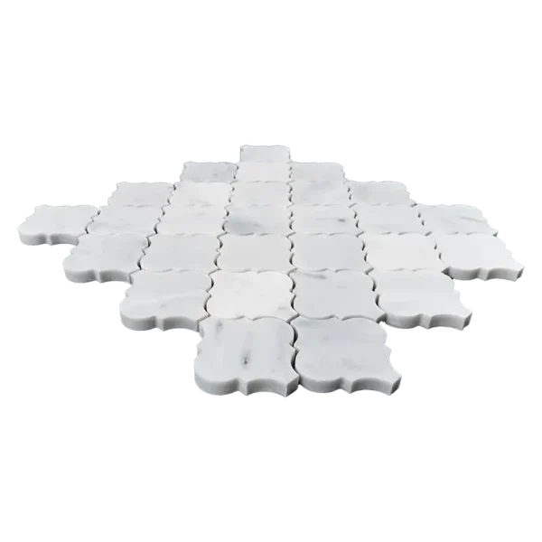 Arabesque Carrara Marble Mosaic Tile – Honed | Wall & Backsplash Use - Image 4