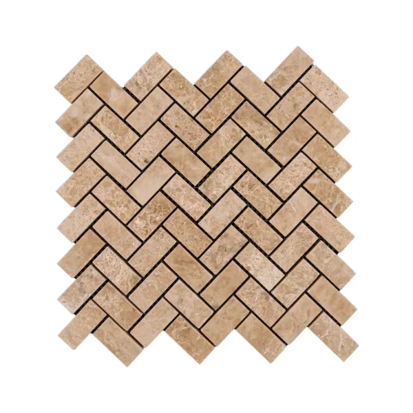 1x2 Inch Herringbone - Royal Beige Polished Mosaic Tile