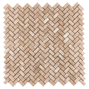 Royal Beige Herringbone Polished Marble Mosaic laid out with elegant beige hues and subtle shine.