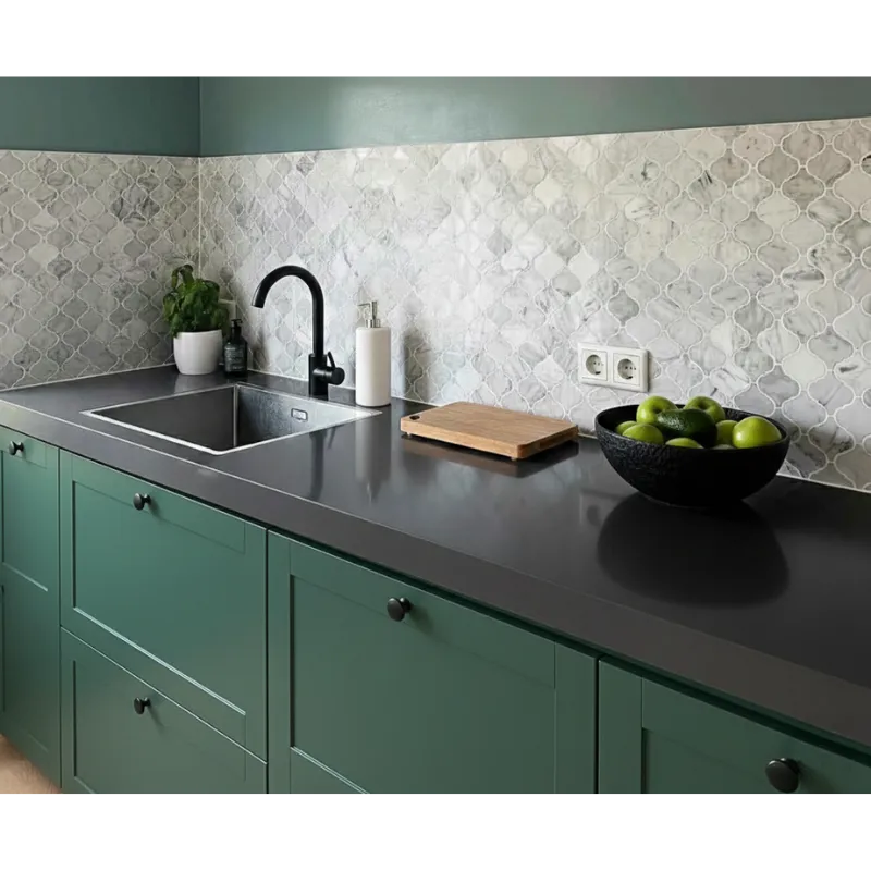 carrara white arabesque style marble mosaiv tile