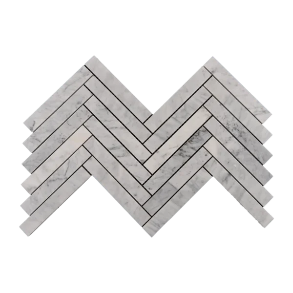 1x6 Carrara White Herringbone Honed Marble Mosaic Tile - Image 3