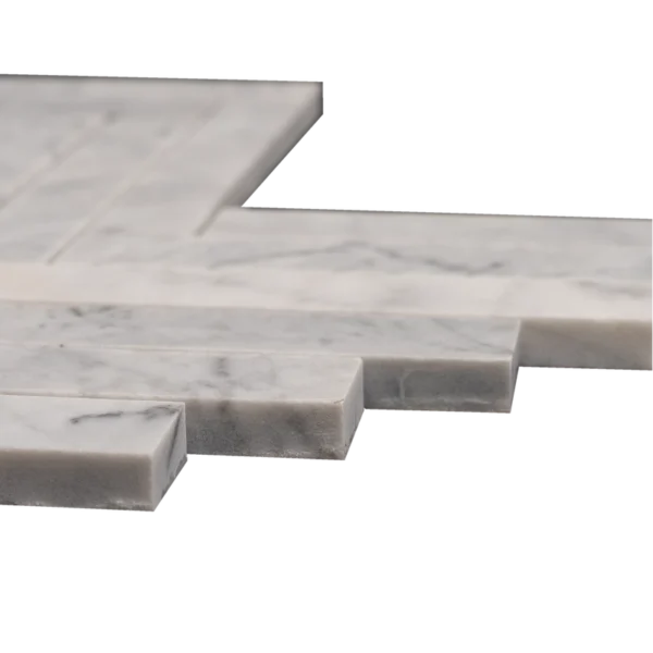 1x6 Carrara White Herringbone Honed Marble Mosaic Tile - Image 5