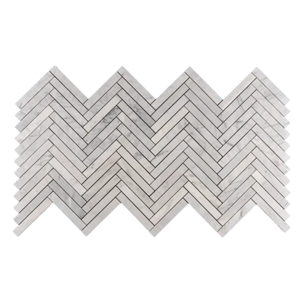 1x6 Carrara White Herringbone Honed Marble Mosaic Tile