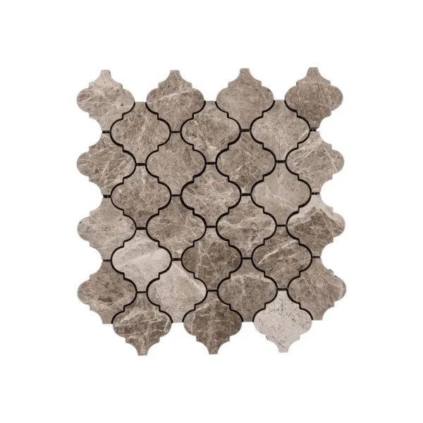Silver Diamond Arabesque Polished Marble Mosaic Tile – 12″x12.4″
