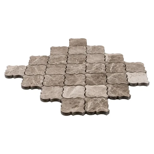 Silver Diamond Arabesque Polished Marble Mosaic Tile – 12"x12.4" - Image 4