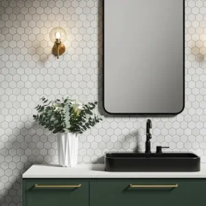 iceberg hexagon design honed marble mosaic tile