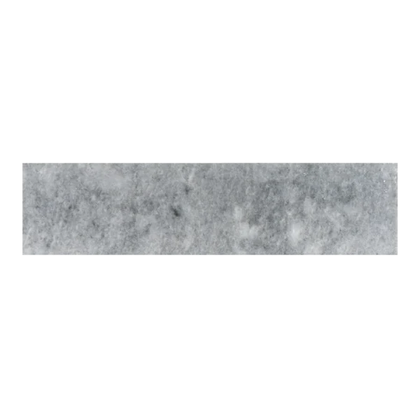 Top view of a single Bardiglio grey marble tile 3x12 polished with soft veining pattern
