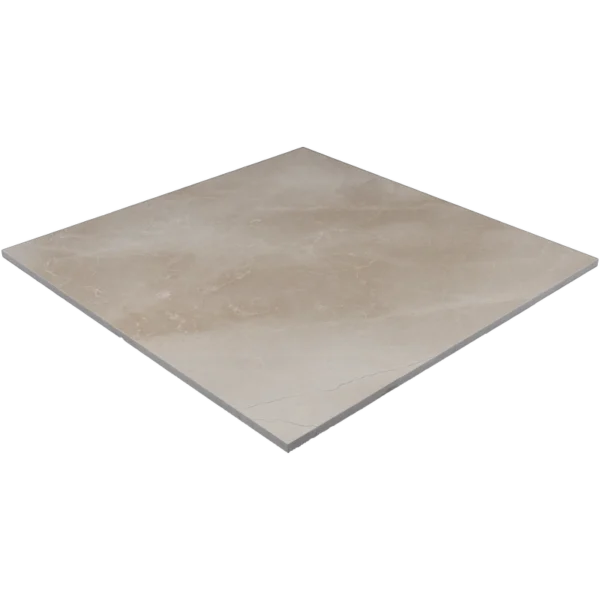 Angled corner perspective of a 24x24 Botticino tile, featuring a reflective polished finish.