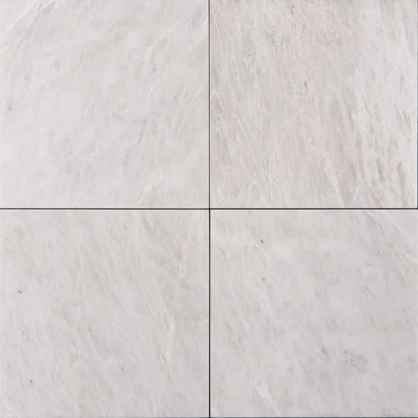 Iceberg honed marble tile 12x12 white finish with beveled edge – flat layout view
