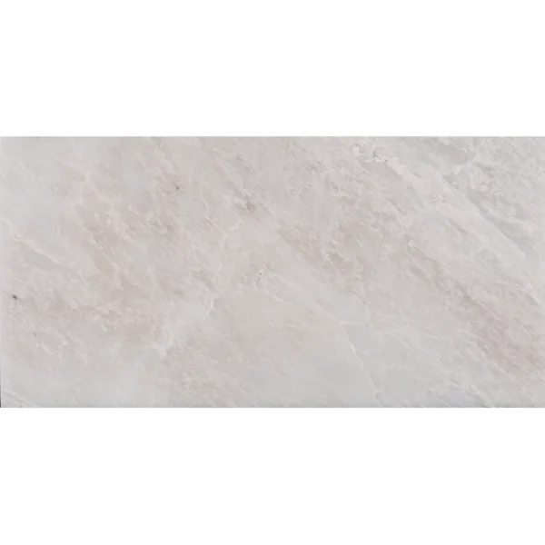 Single Iceberg marble tile in 6x12 size with soft veining and honed beveled finish