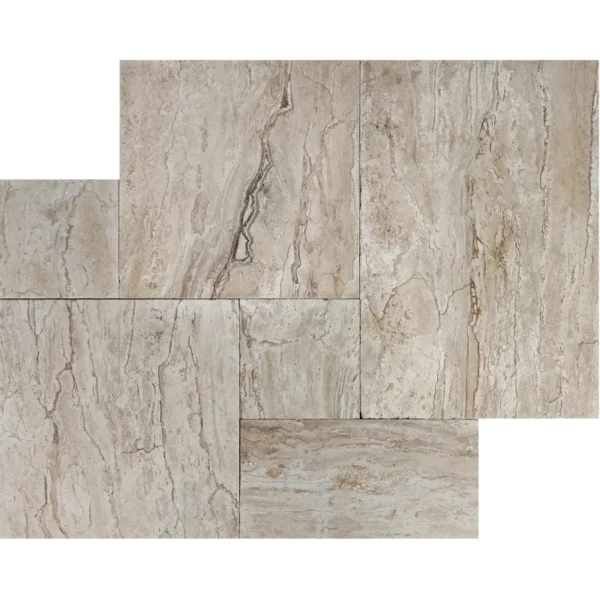 Ivory River – French Pattern Tumbled Travertine Paver