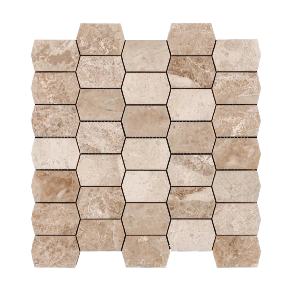 Royal Beige Picket polished marble mosaic tile with smooth and reflective surface