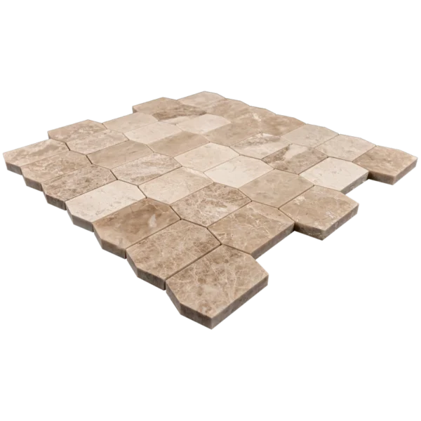 Luxurious Royal Beige Picket marble mosaic showing natural stone variations in a modern design