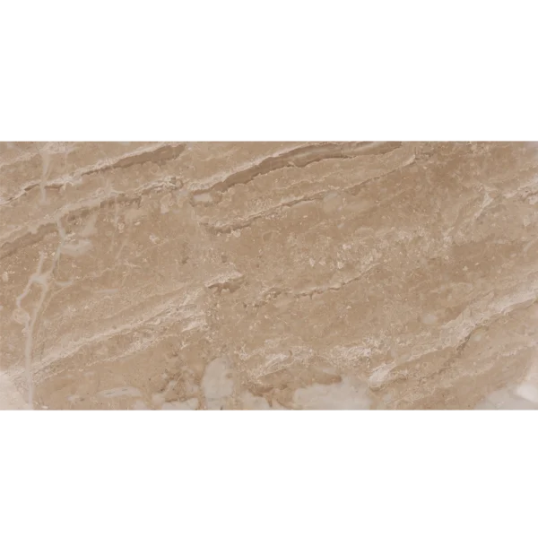 Front view of Royal Beige marble tile in 12x24 size with a honed finish, showcasing its natural taupe tones and linear veining.