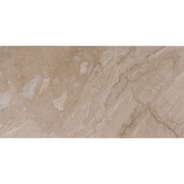 Top view of Royal Beige 12x24 polished marble tile featuring warm beige tones and natural veining.