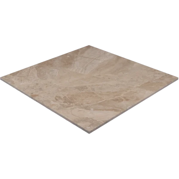 Angled perspective of the Royal Beige honed marble tile, highlighting its smooth matte finish and soft veining details.