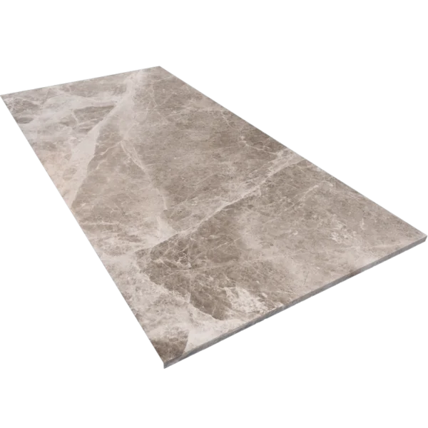 Perspective view of a large-format Silver Diamond 18"x36" tile with a honed finish on a dark background.