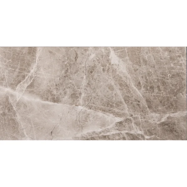 Full tile view displaying the polished finish and intricate marble veining on a white background.