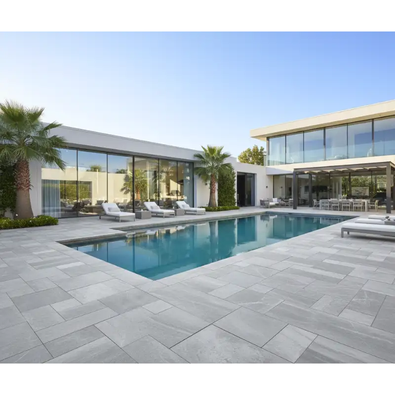 athlantic gray sandblasted pool paver design