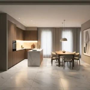 carrara marble polished tile in kitchten room