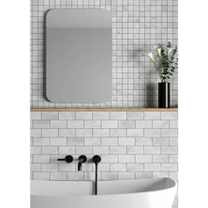 carrara white marble mosaic and tile bathroom wall