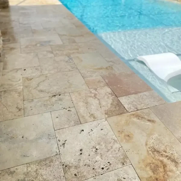 Country Classic – French Pattern Tumbled Travertine Paver - Image 4