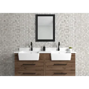 silver beige diamond hexagon kitchen mosaic