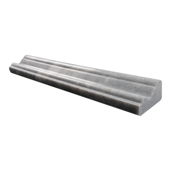 Side angle of Bardiglio crown molding trim – highlighting layered profile and bevel