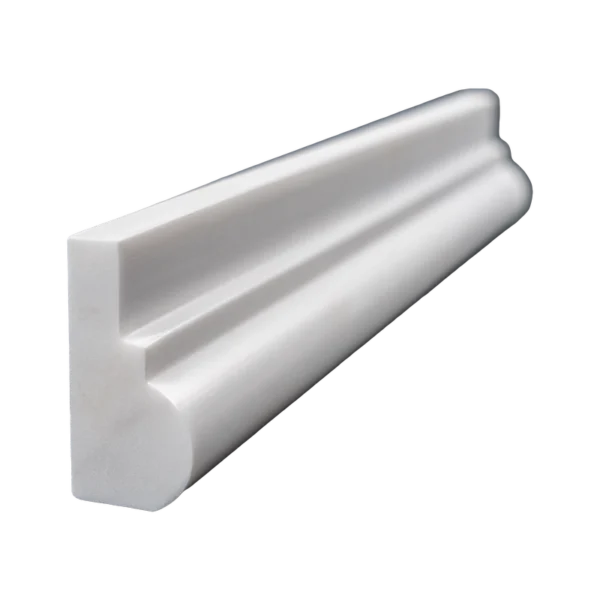 Polished Dolomite marble chair rail trim in 2"x12" size shown from an angle
