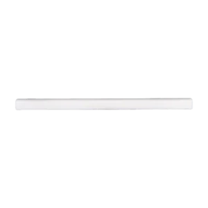 Straight top view of Dolomite white marble pencil liner trim showing its slender cylindrical profile