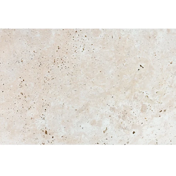 Ivory 16x24 Tumbled Travertine Paver – Natural beige stone surface with rustic pitted texture