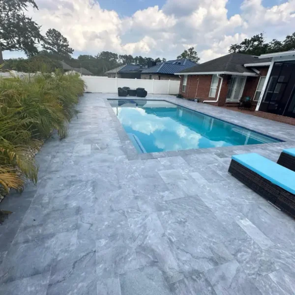 marble pavers blue leather finish