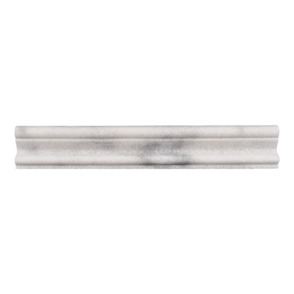 front view showcasing soft white marble with subtle grey veining and a honed finish