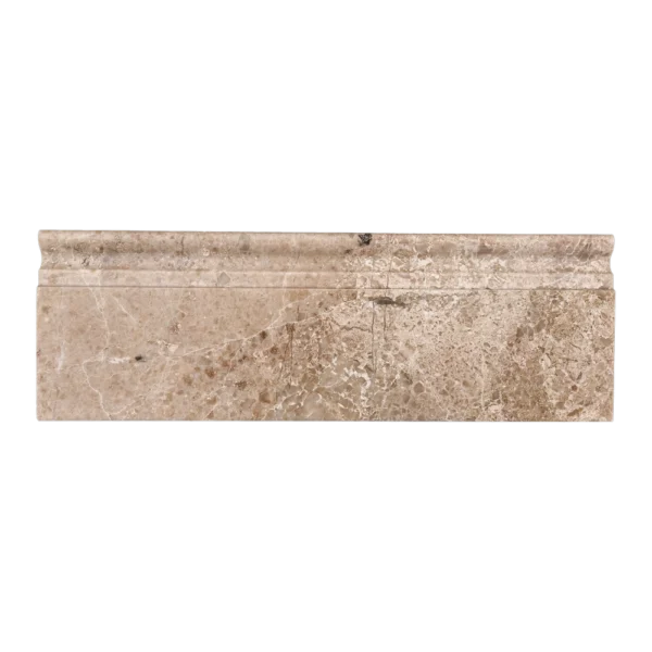 Front view of 4x12 Royal Beige marble baseboard trim – polished beige marble wall base for bathrooms and kitchens