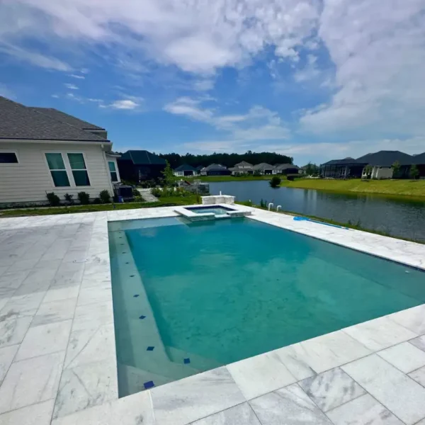 white marble paver sandblasted