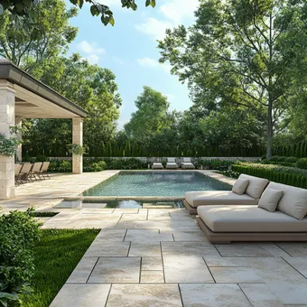 Natural stone pavers surrounding a luxury outdoor pool