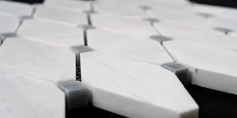 CLIPPED-Diamond white dolomite mosaic tile