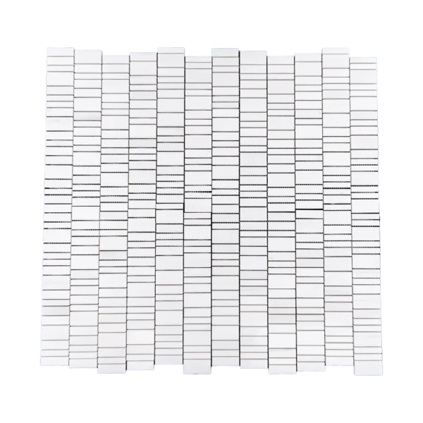Dolomite Strip Linear Polished Mosaic Tile brings a clean, modern look to any space. Made from premium Dolomite marble, this tile features a crisp white base enhanced by subtle gray veining. Its polished finish creates a sleek surface that reflects light beautifully, adding brightness and sophistication.