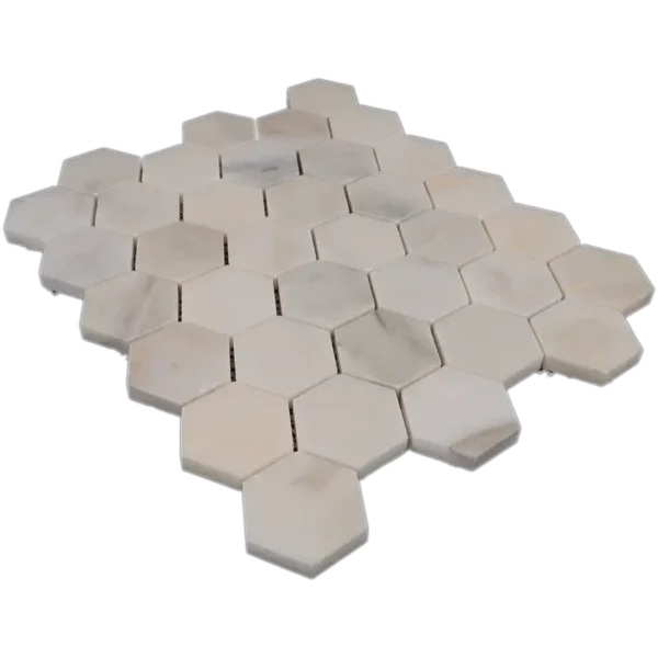 Calacatta Marble Mosaic Tile – 2 inch Honeycomb Honed White - Image 2
