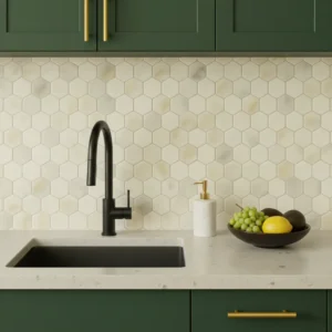 calacatta honed marbel hexagon mosaic backsplash tile