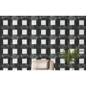 Star Square Honed Marble Mosaic Tile - Dolomite, Ruby Green, Pearl Black