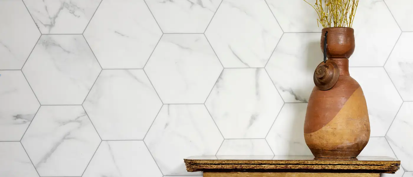 white hexagon wall tile