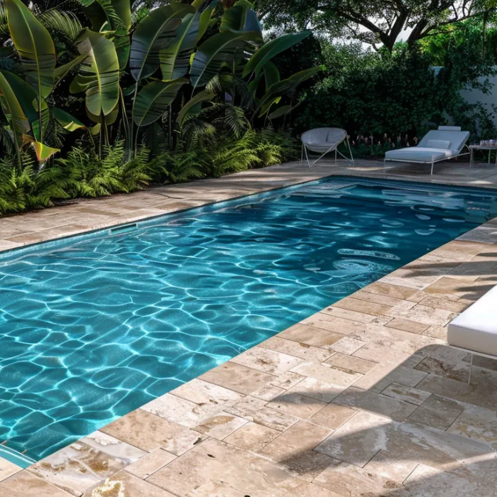 French Pattern travertine installation and layout detail