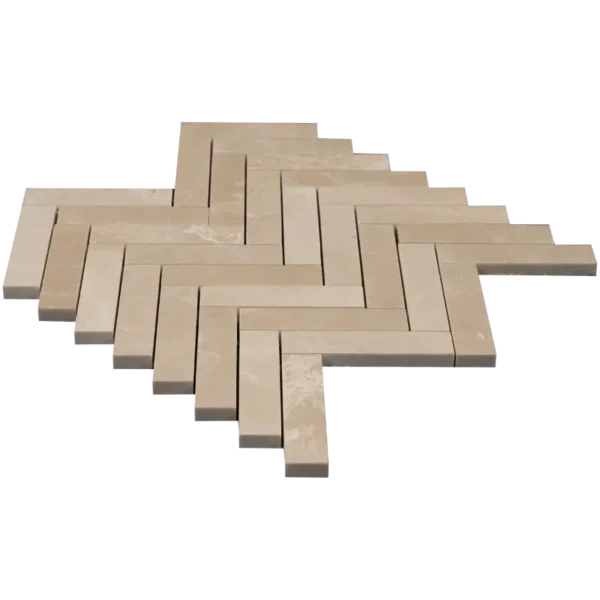 Bottocino 1x4 Herringbone Beige Marble Polished Mosaic Tile - Image 3