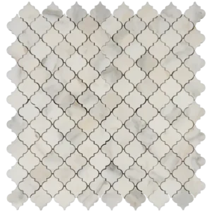 Calacatta Arabesque Honed Marble White Mosaic Tile – Matte Finish